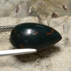 Pierre de sang Vert Tacheté naturelle En forme de poire, 5.77 ct, Opaque