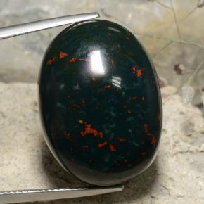 Pierre de sang Vert Tacheté naturelle Coupe ovale, 35.01 ct, Opaque