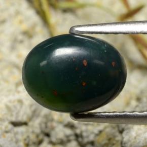 Héliotrope vert naturelle coupe ovale, 1,80 ct, opaque
