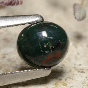Héliotrope vert naturelle coupe ovale, 0,43 ct, opaque