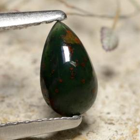 Pierre de sang Vert naturelle En forme de poire, 0.44 ct, Opaque