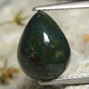 Pierre de sang Vert foncé naturelle En forme de poire, 3.37 ct, Opaque