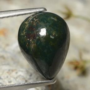 Pierre de sang Vert foncé naturelle En forme de poire, 3.37 ct, Opaque