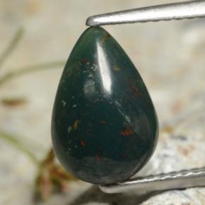 Héliotrope vert naturelle en forme de poire, 1,92 ct, opaque