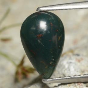 Héliotrope vert naturelle en forme de poire, 1,92 ct, opaque