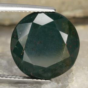 Pierre de sang Vert foncé naturelle Coupe roude, 11.25 ct, Opaque