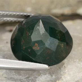 Pierre de sang Vert foncé naturelle Coupe roude, 11.25 ct, Opaque