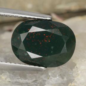 Pierre de sang Vert Tacheté naturelle Coupe ovale, 5.52 ct, Opaque