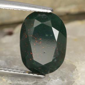 Pierre de sang Vert Tacheté naturelle Coupe ovale, 5.52 ct, Opaque