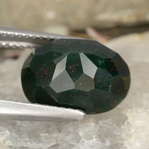 Pierre de sang Vert Tacheté naturelle Coupe ovale, 5.52 ct, Opaque