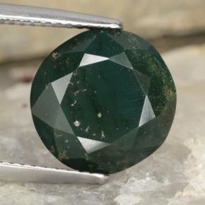 Héliotrope vert naturelle coupe roude, 7,11 ct, opaque