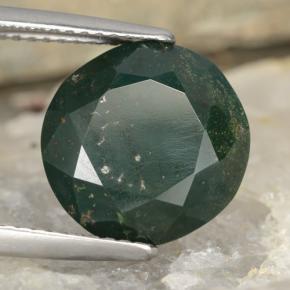 Héliotrope vert naturelle coupe roude, 7,11 ct, opaque