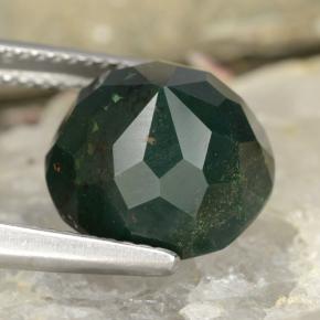 Héliotrope vert naturelle coupe roude, 7,11 ct, opaque