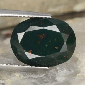 Héliotrope vert naturelle coupe ovale, 7,64 ct, opaque