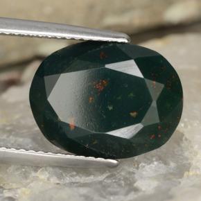 Héliotrope vert naturelle coupe ovale, 7,64 ct, opaque