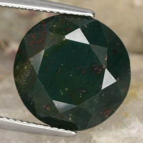 Héliotrope vert naturelle coupe roude, 12,39 ct, opaque