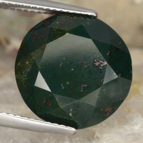 Héliotrope vert naturelle coupe roude, 12,39 ct, opaque