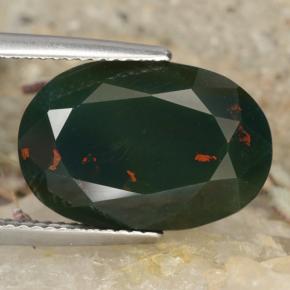 Pierre de sang Vert Tacheté naturelle Coupe ovale, 7.83 ct, Opaque