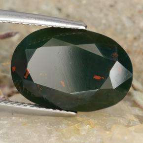 Pierre de sang Vert Tacheté naturelle Coupe ovale, 7.83 ct, Opaque