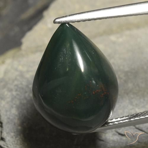 14.78ct Naturel Vert foncé Pierre de sang, En forme de poire, Opaque