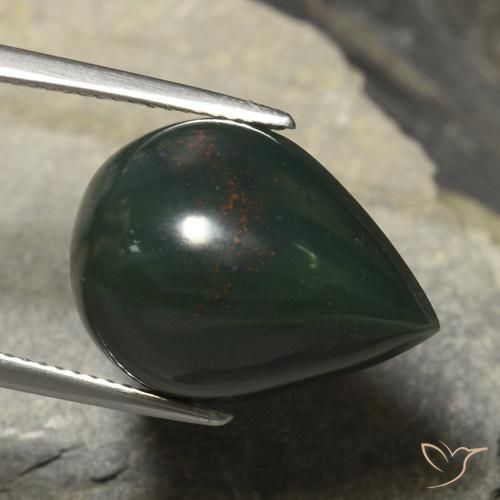 Pierre de sang Vert foncé naturelle En forme de poire, 14.78 ct, Opaque