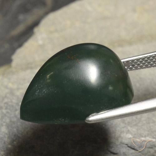 Pierre de sang Vert foncé naturelle En forme de poire, 14.78 ct, Opaque