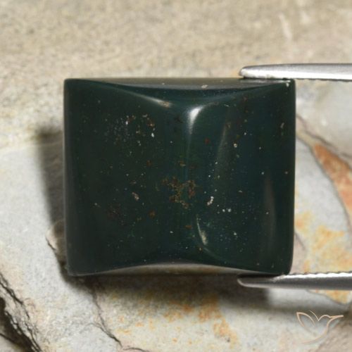 19.16ct Naturel Vert foncé Pierre de sang, Baquette, Opaque