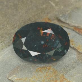 Pierre de sang Vert Tacheté naturelle Coupe ovale, 6.55 ct, Opaque