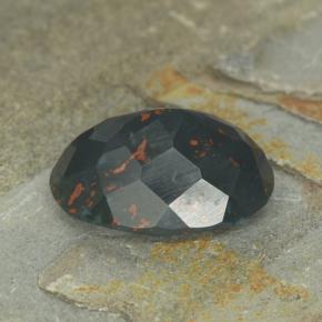 Pierre de sang Vert Tacheté naturelle Coupe ovale, 6.55 ct, Opaque