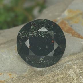 Héliotrope vert tacheté naturelle coupe roude, 5,05 ct, opaque