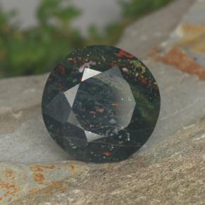 Héliotrope vert naturelle coupe roude, 7,35 ct, opaque