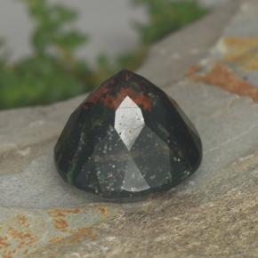 Héliotrope vert naturelle coupe roude, 7,35 ct, opaque