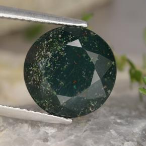 Héliotrope vert naturelle coupe roude, 5,41 ct, opaque