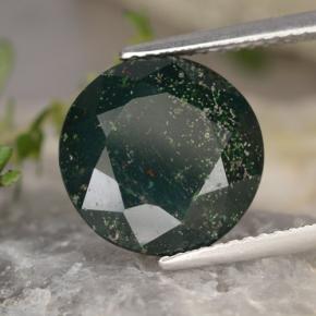Héliotrope vert naturelle coupe roude, 5,41 ct, opaque