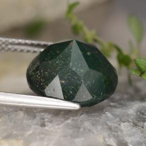 Héliotrope vert naturelle coupe roude, 5,41 ct, opaque