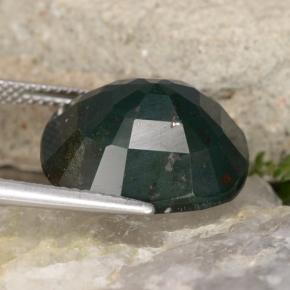 Héliotrope vert naturelle coupe ovale, 11,29 ct, opaque