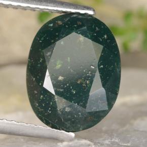 Pierre de sang Vert Tacheté naturelle Coupe ovale, 2.94 ct, Opaque