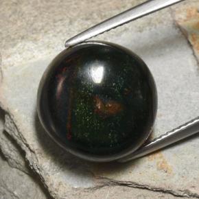 Héliotrope vert naturelle coupe roude, 15,88 ct, opaque