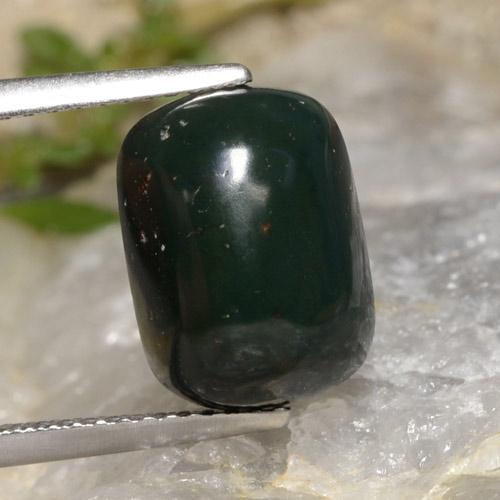 Pierre de sang Vert foncé naturelle Coupe coussin, 4.37 ct, Opaque