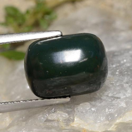 Pierre de sang Vert foncé naturelle Coupe coussin, 4.37 ct, Opaque