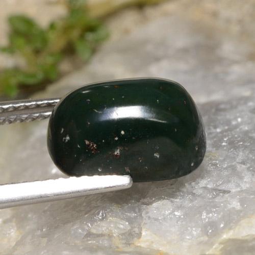 Pierre de sang Vert foncé naturelle Coupe coussin, 4.37 ct, Opaque