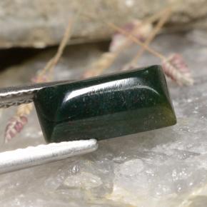 Héliotrope vert naturelle baguette, 1,65 ct, opaque