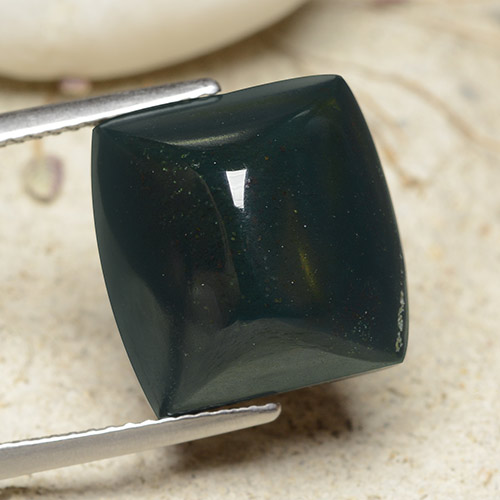 Pierre de sang Vert multicolore naturelle Coupe coussin, 13.96 ct, Opaque