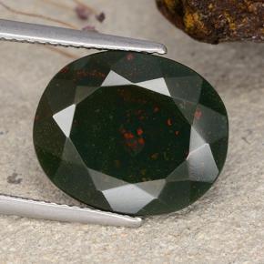 Héliotrope vert naturelle coupe ovale, 8,28 ct, opaque