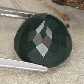 Héliotrope vert naturelle coupe roude, 3,86 ct, opaque