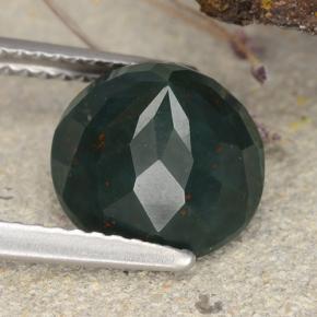 Pierre de sang Vert Tacheté naturelle Coupe roude, 3.55 ct, Opaque
