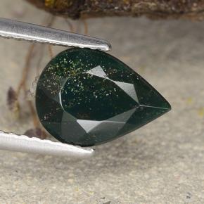 Héliotrope vert naturelle en forme de poire, 1,93 ct, opaque