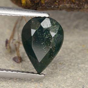 Héliotrope vert naturelle en forme de poire, 1,93 ct, opaque