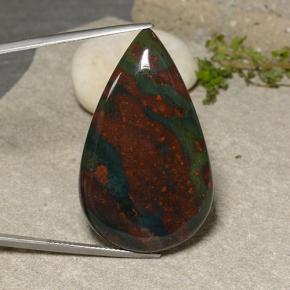 Héliotrope multicolore naturelle en forme de poire, 50,66 ct, opaque