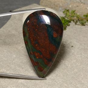 Héliotrope multicolore naturelle en forme de poire, 50,66 ct, opaque